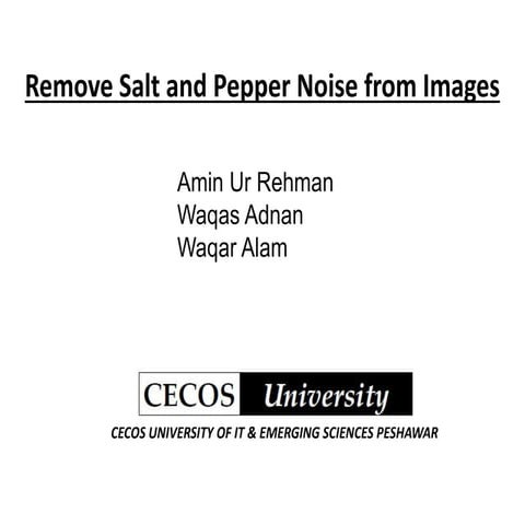 Removal of Salt and Pepper Noise in images | PPTX