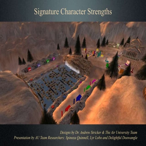 Signature character strengths for a 3D game