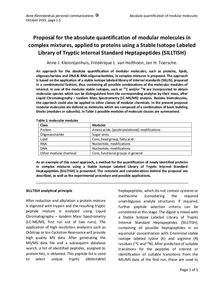 Proposal For Absolute Quantification Of Modular Molecules Using A Sta How To Write A Essay Proposal also Literary Essay Thesis Examples Examples Of Thesis Statements For Persuasive Essays
