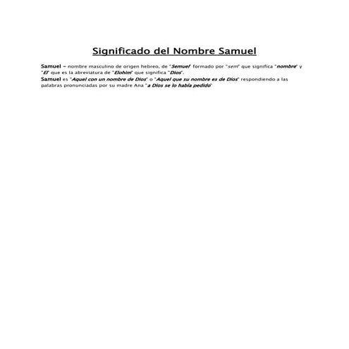 Significado Del Nombre Samuel
