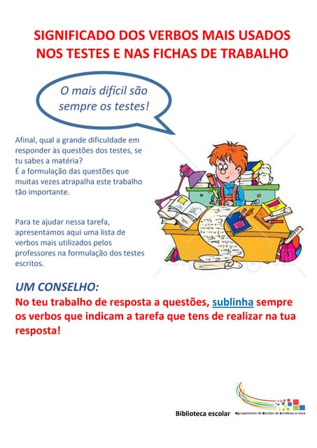 Significado dos verbos mais usados nos testes