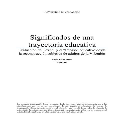 Significados de una trayectoria educativa