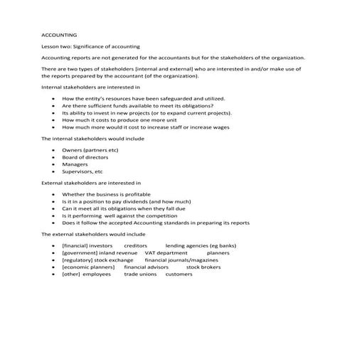 Significance of accounts