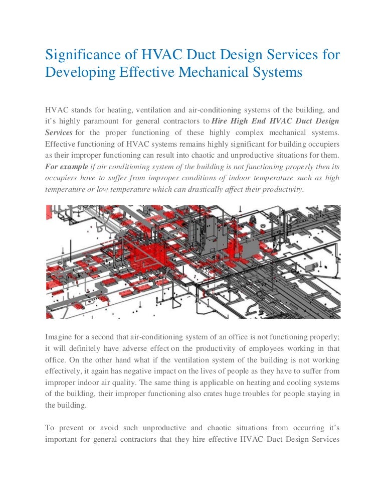 Significance of HVAC Duct Design Services for Developing Effective Me…