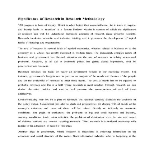 Significance of research