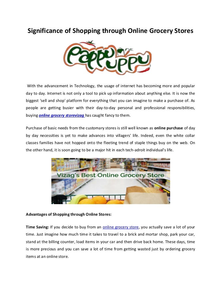 Significance of shopping through online grocery stores
