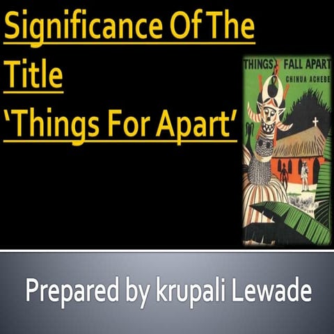 Ekwefi’s Role in Things Fall Apart by Chinua Achebe | PDF
