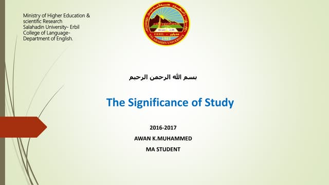 Significance of thesis