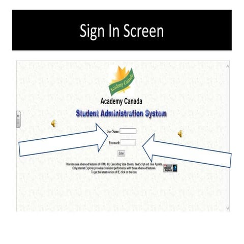 Sign in screen
