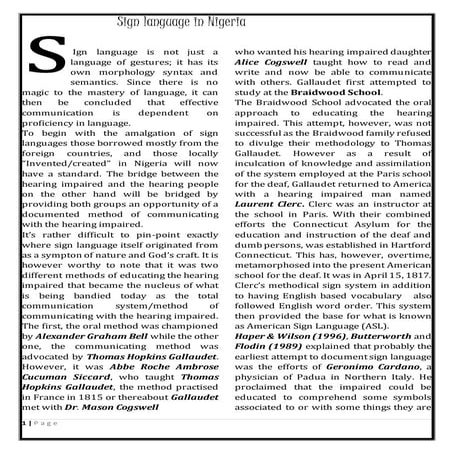 SIGN LANGUAGE IN NIGERIA