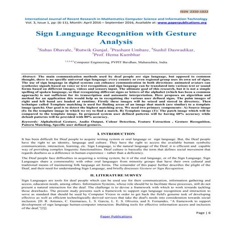 Sign Language Recognition with Gesture Analysis