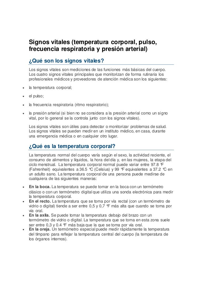 Pautas de signos de presión arterial alta