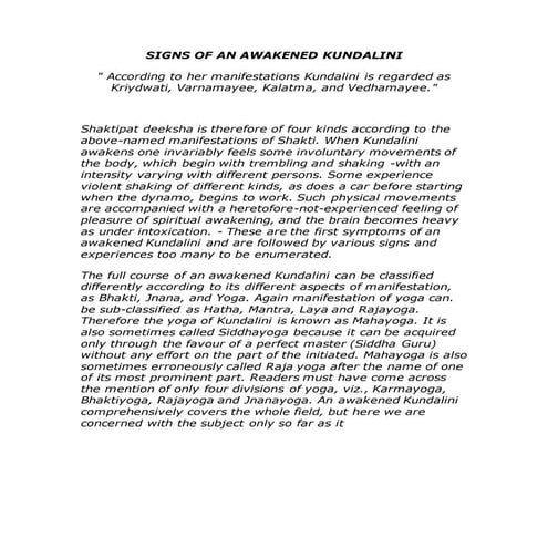 Signs of an awakened kundalini