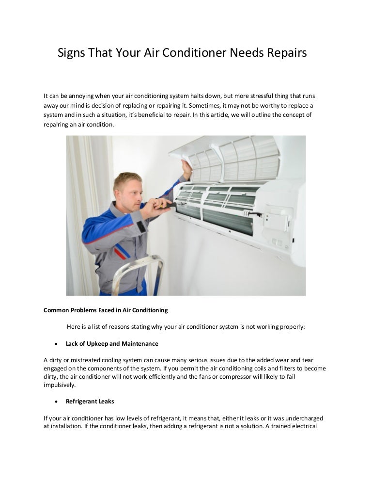 Signs That Your Air Conditioner Needs Repairs