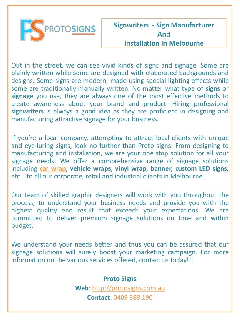 Signwriters Melbourne