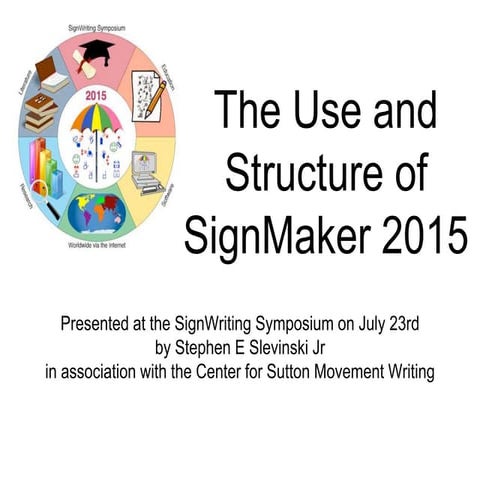 SIGNWRITING SYMPOSIUM PRESENTATION 49: The Use and Structure of SignMaker 201...