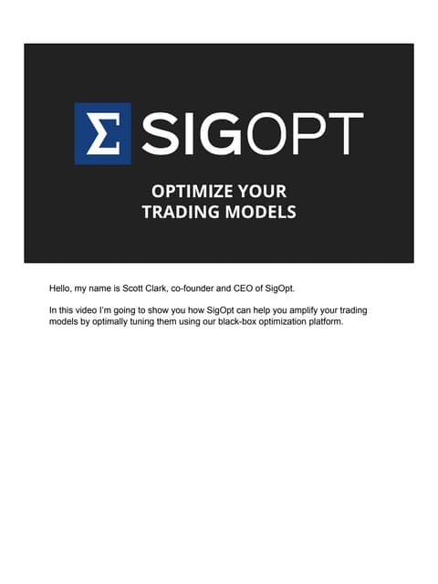 SigOpt for Hedge Funds