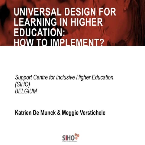 SIHO - how to implement Universal Design for Learning