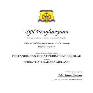 Sijil penghargaan