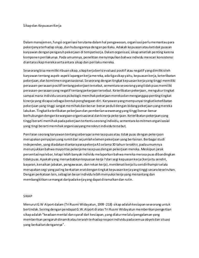 Sikap Dan Kepuasan Kerja