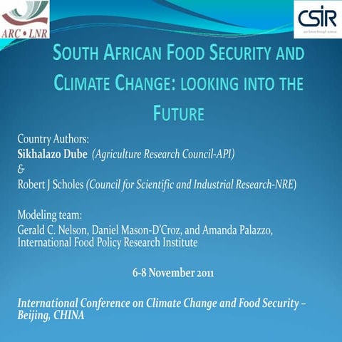 Sikhalazo Dube — South African Food Security and Climate Change 