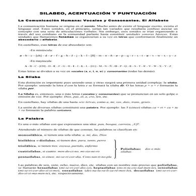 Silabeo, acentuacion y puntuacion normas