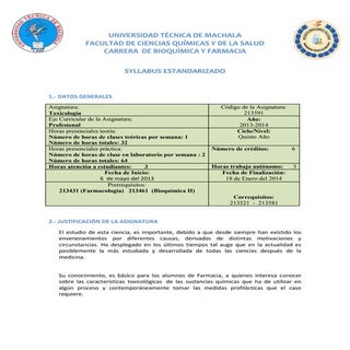 Syllabus Toxicología