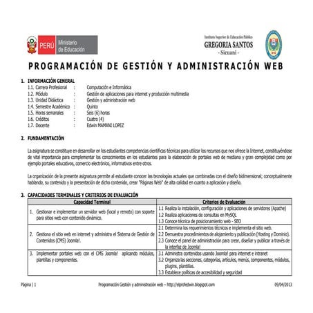 Silabo   gestión y administración web