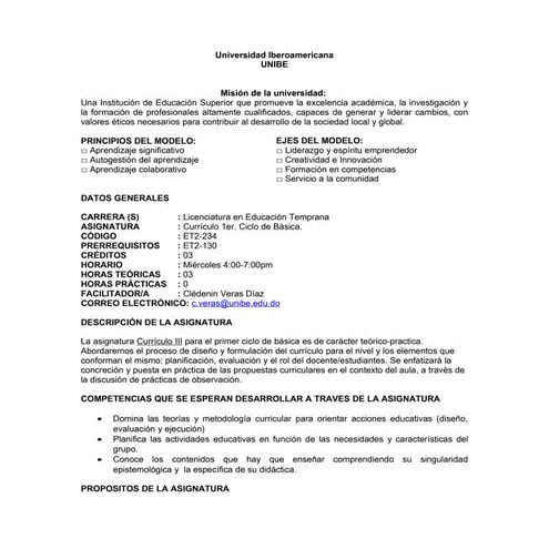 Ejemplo de un programa de estudio | DOC
