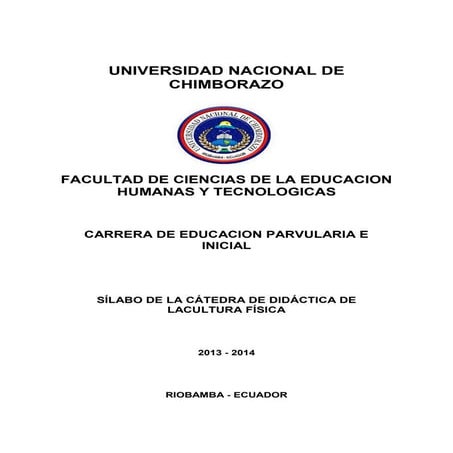 Silabo de didactica de la cultura fisica ciencias de educacion inicial