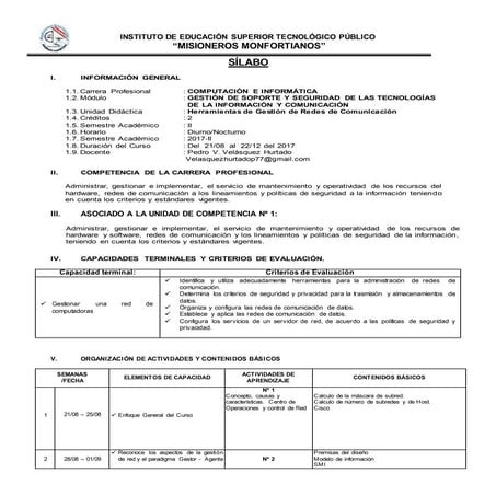 Silabo de herramientas de gestion de red