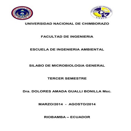 Silabo de tercer semestre microbiologia general 2013
