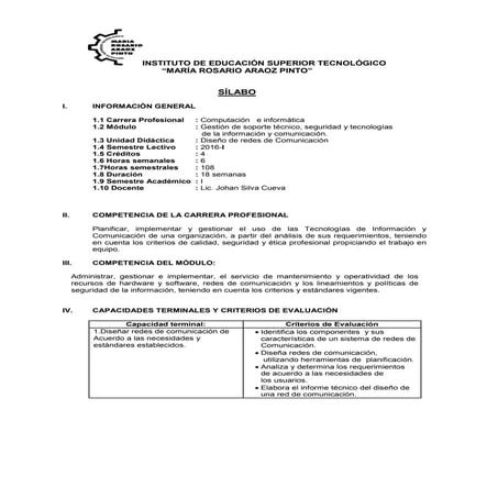 Silabo  Diseño de Redes