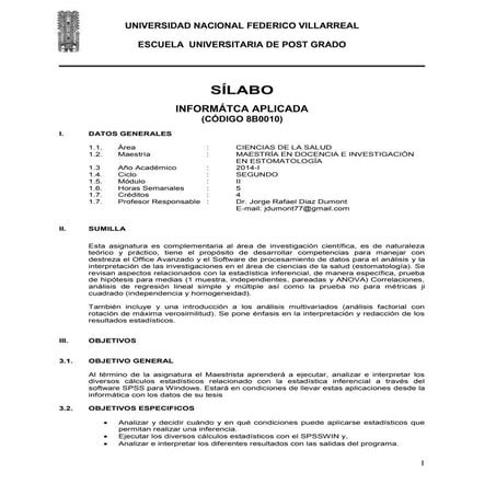Silabo informatica aplicada estomatologia