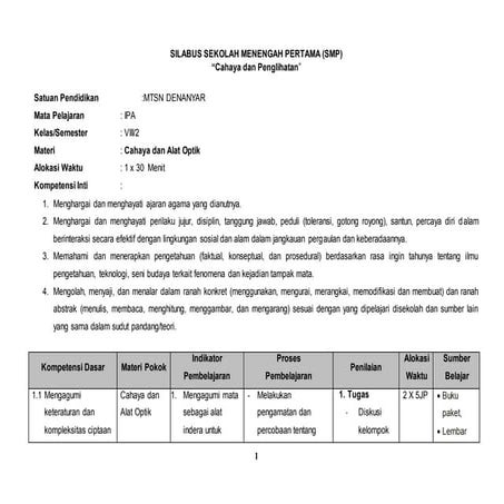 Contoh Silabus dan RPP Kurikulum 2013 | PDF