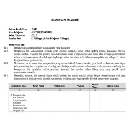 Silabus sistem komputer smt 2