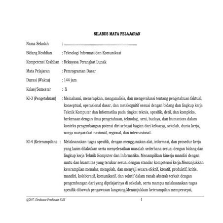 Silabus  pemrograman dasar sugiarto smkn2 depok 