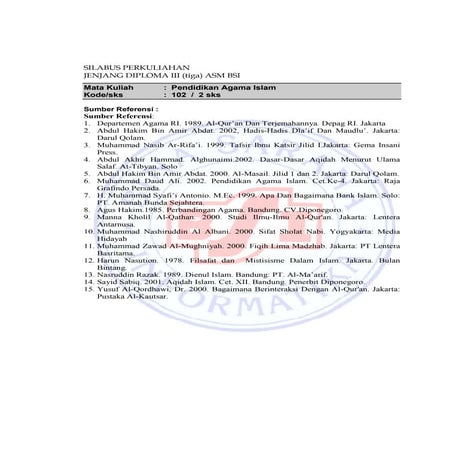 Silabus pendidikan agama islam