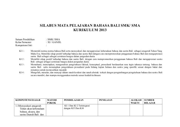 Silabus Xi Kk 13