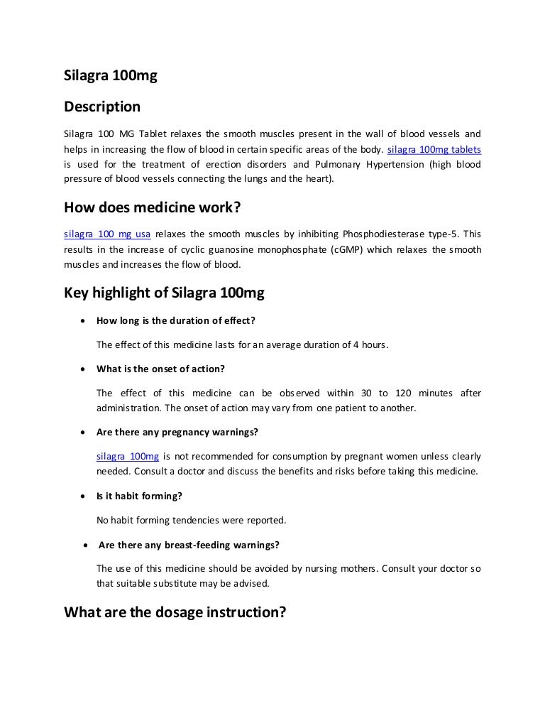 Silagra 100mg Tablet