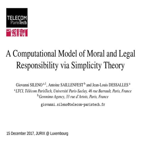 A Computational Model of Moral and Legal Responsibility via Simplicity ...