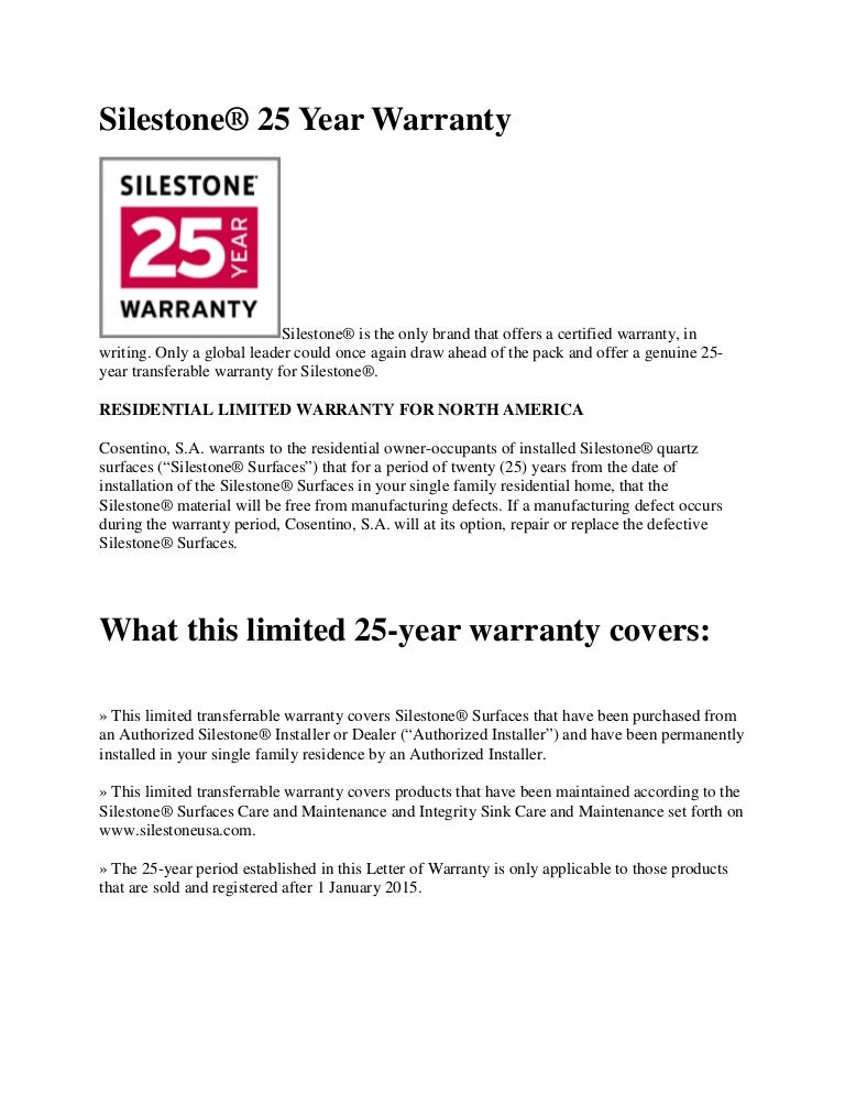 Silestone warranty