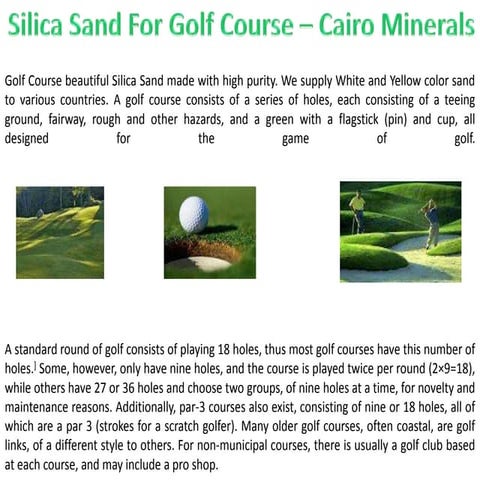 Silica sand for golf course - cairo minerals