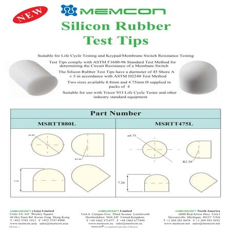 Memcon Silicon rubber-tips-datasheet | PDF