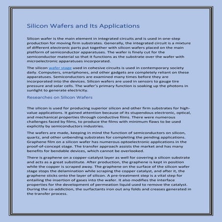Silicon Wafers and Its Applications