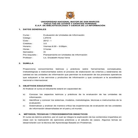 Sillabu evaluacion 2012