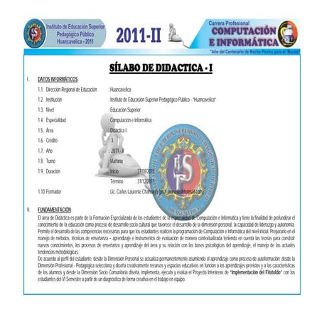 Sillabus didáctica i   vi comp-c arlos laurente