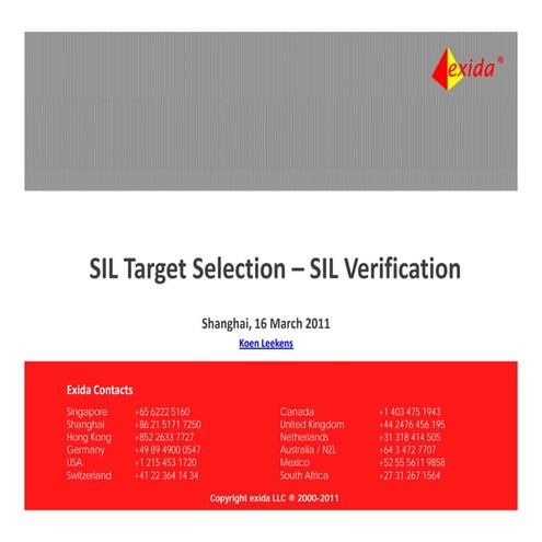 Sil target selection verification   exida