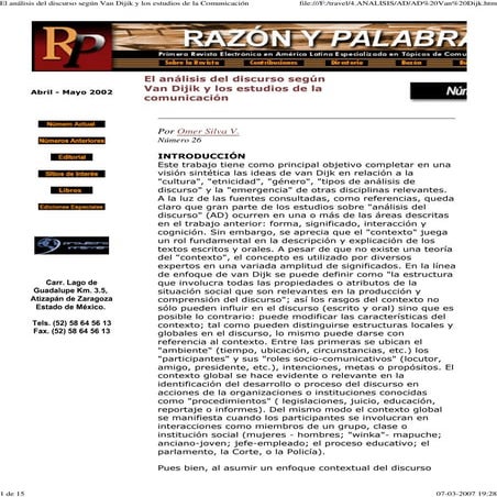 Silva %282002%29. El An%C3%A1lisis Del Discurso Seg%C3%B An Van Dijik Y ...