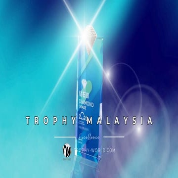 Silver Diamond Blue Crystal Trophies at Trophy-World Malaysia | Custom Trophies & Plaques Supplier